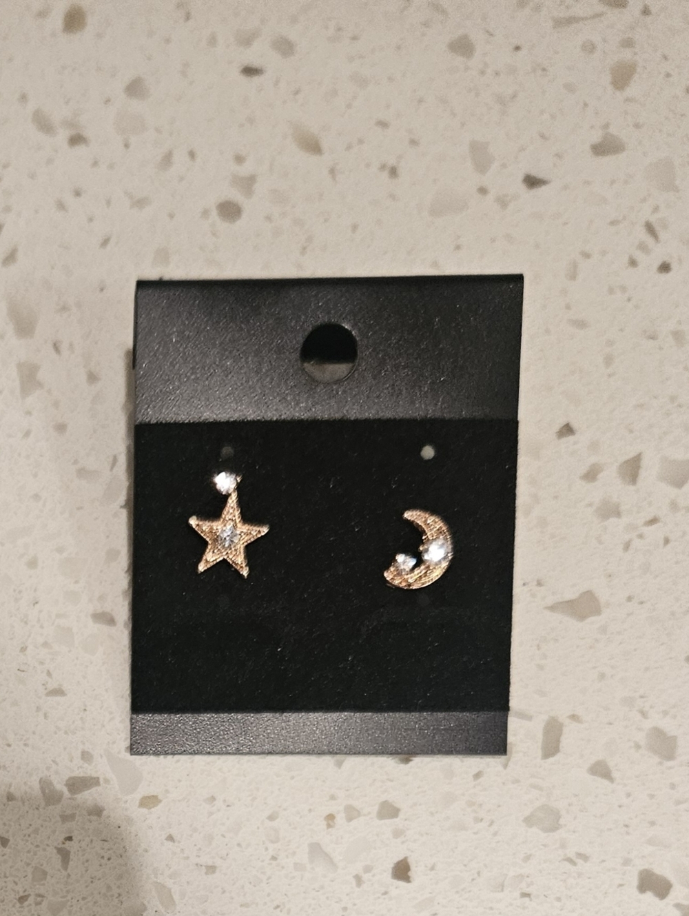 Moon and Star Stud Earrings, NEW